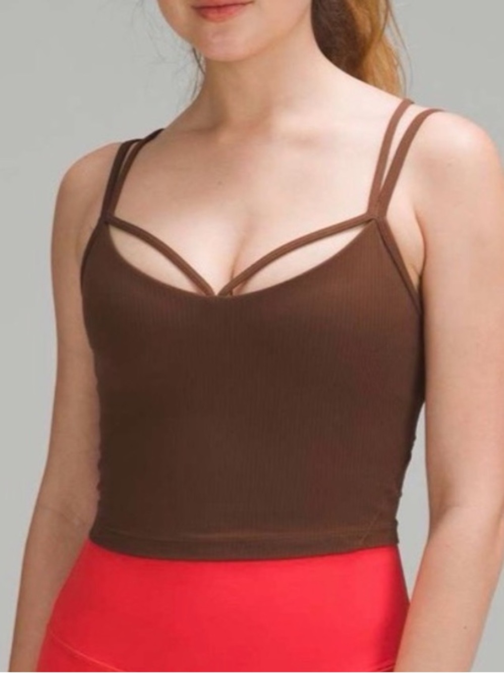 Lululemon align strappy cropped ribbed tank brown